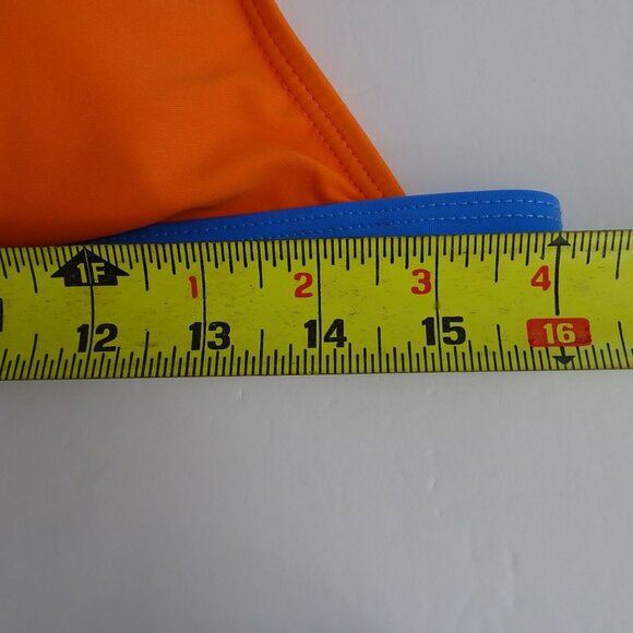 Shein Colorblock One-Piece Swimsuit Women Size L 8 10 Blue Orange Bleach Swim - Picture 7 of 9